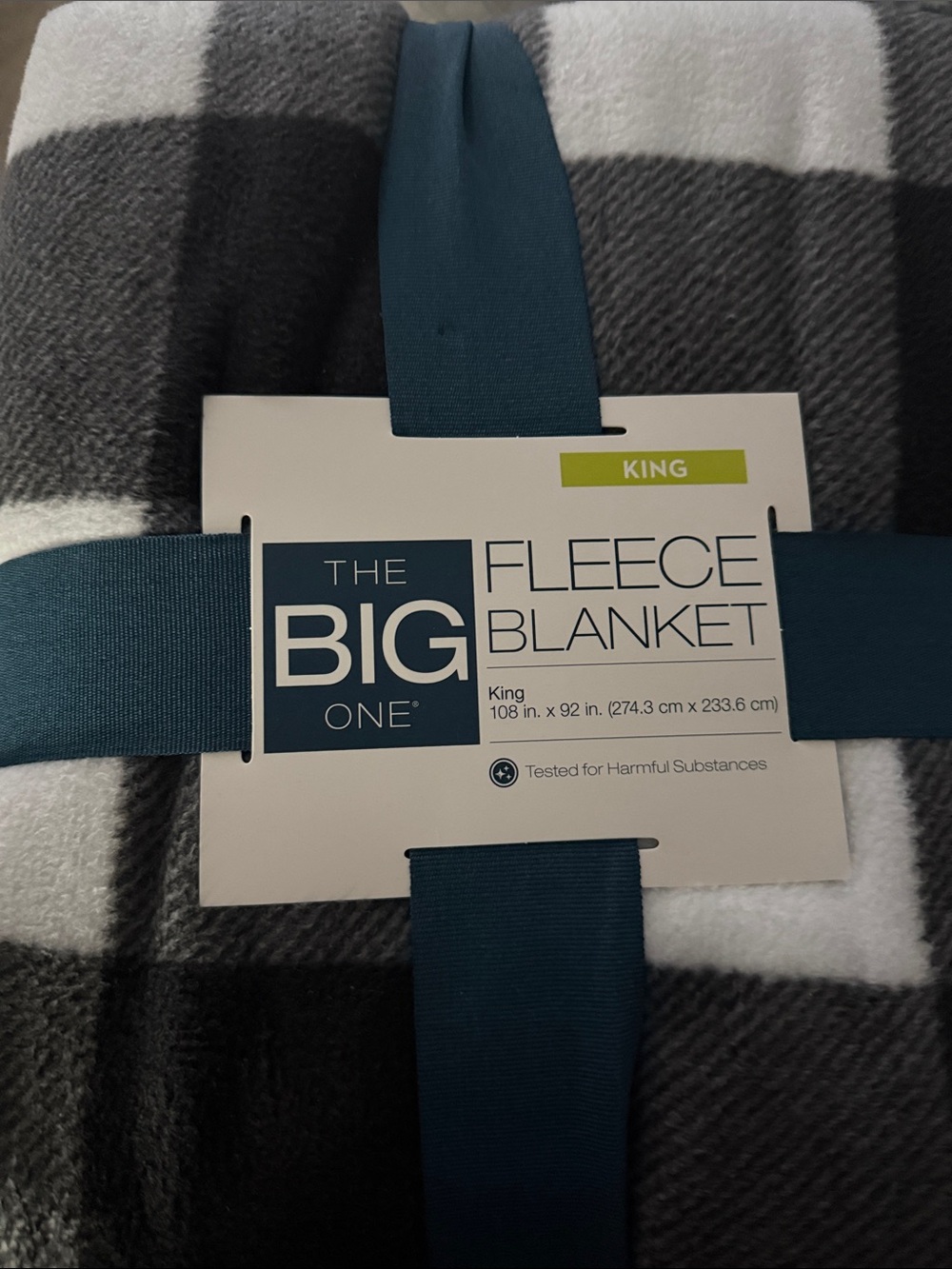 The Big One King Fleece Blanket - Gray and black White Buffalo Check